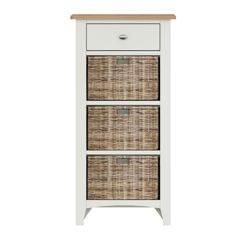 Salisbury Pure White Cabinet 1 Drawer 3 Basket 50 x 30 x 100 cm