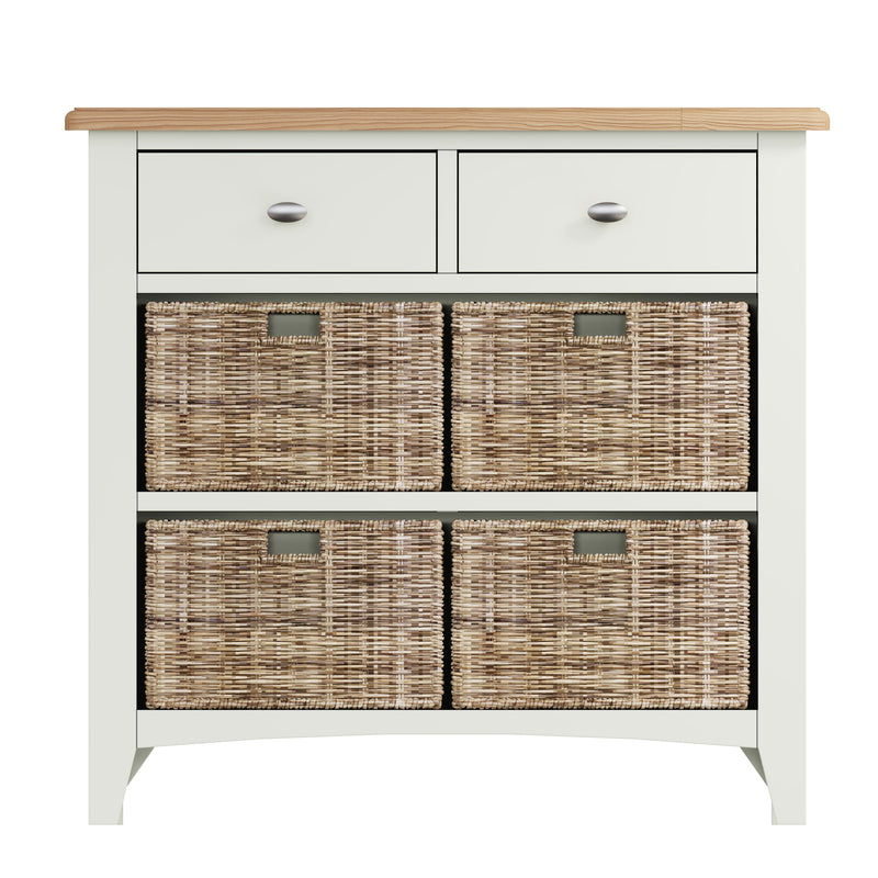 Salisbury Pure White Cabinet 2 Drawer 4 Basket 80 x 30 x 75 cm
