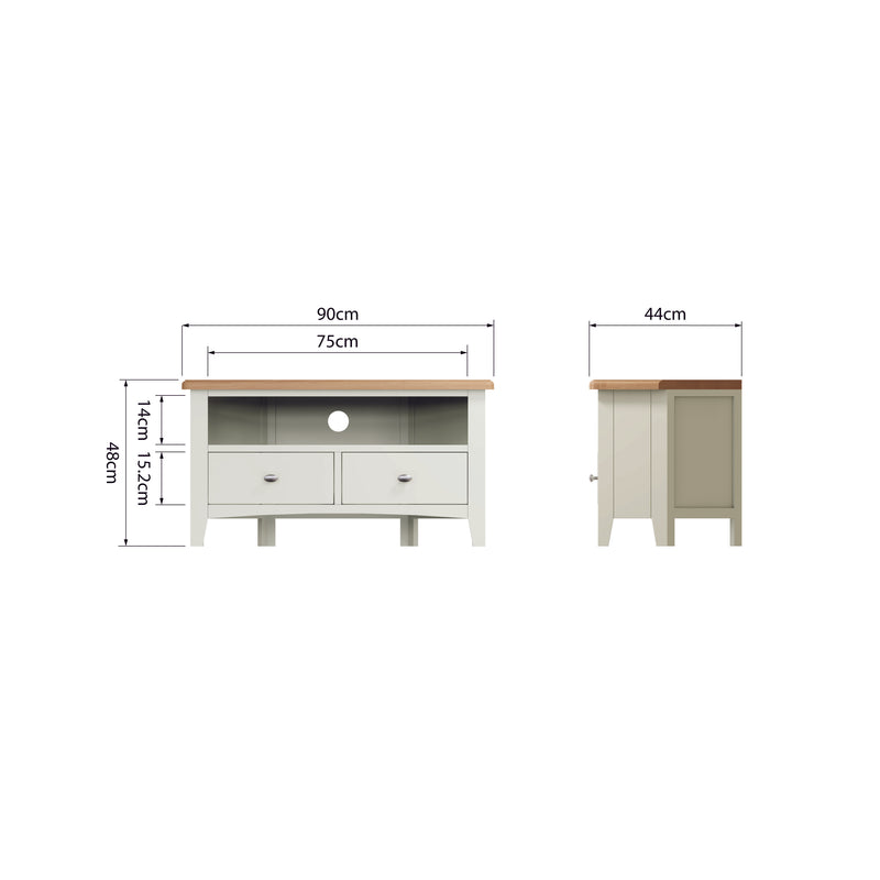 Salisbury Pure White Corner TV Unit 90 x 44 x 48 cm