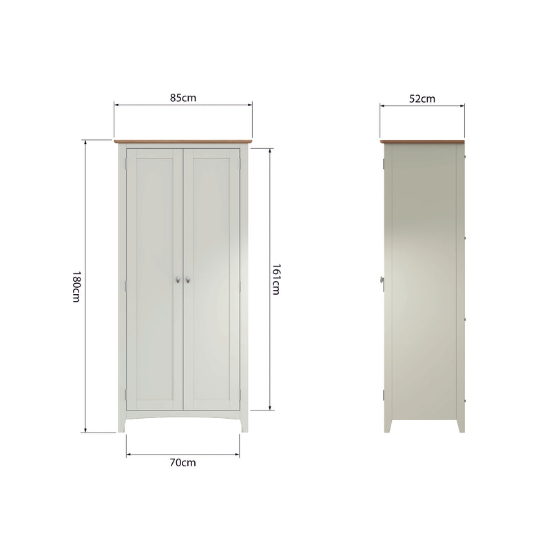Salisbury Pure White Wardrobe 2 Door Full Hanging 85 x 52 x 180 cm