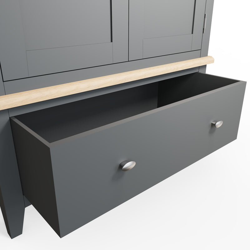 Malmesbury Grey Wardrobe Double with Drawer 90 x 52 x 185 cm