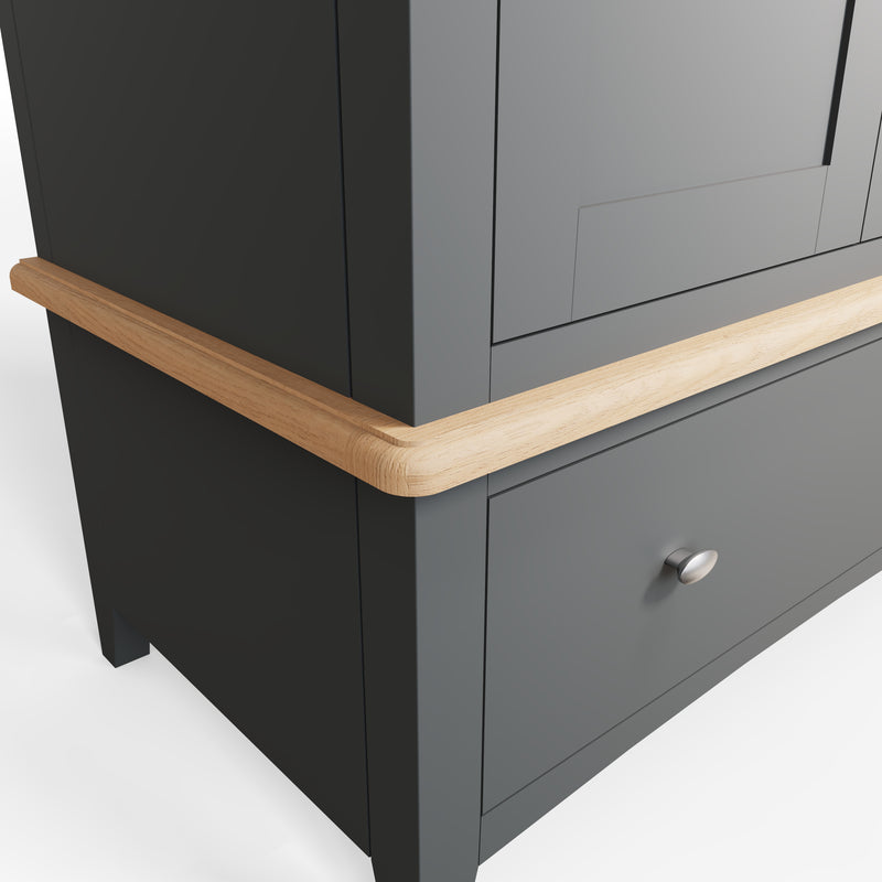 Malmesbury Grey Wardrobe Double with Drawer 90 x 52 x 185 cm