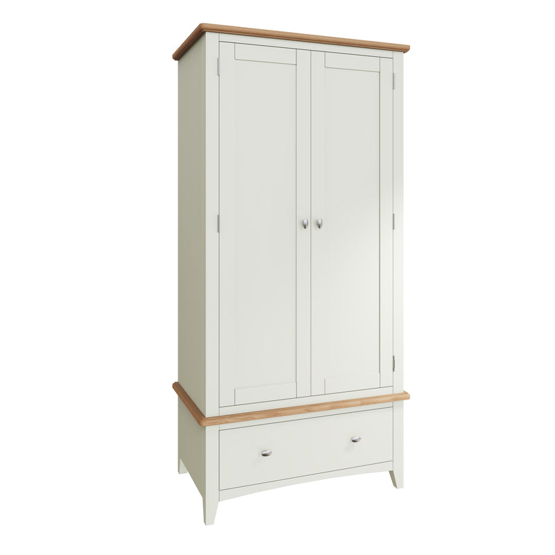 Salisbury Pure White Wardrobe 2 Door with Drawer 90 x 52 x 185 cm