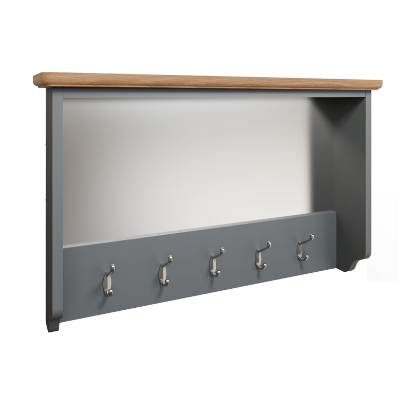 Malmesbury Grey Wall Coat Rack with Mirror 80 x 15 x 50 cm