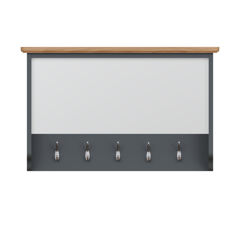 Malmesbury Grey Wall Coat Rack with Mirror 80 x 15 x 50 cm