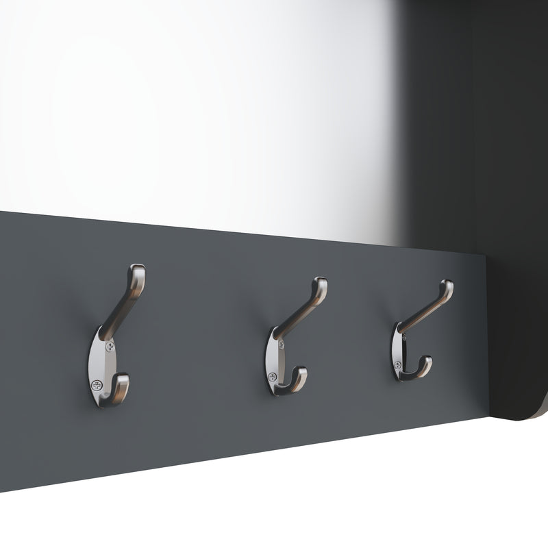 Malmesbury Grey Wall Coat Rack with Mirror 80 x 15 x 50 cm