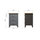 Malmesbury Grey Bedside Table with 2 Drawers 35 x 32 x 58 cm