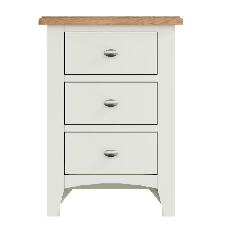 Salisbury Pure White Bedside Table with 3 Drawers 42 x 35 x 58 cm