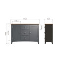 Malmesbury Grey Large Sideboard 115 x 34 x 80 cm