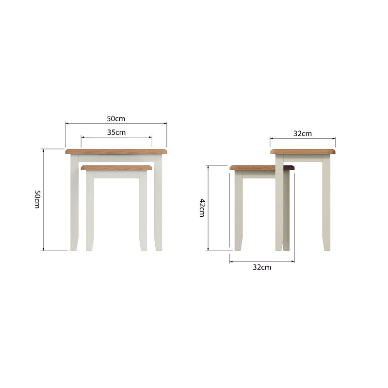 Salisbury Pure White Nest of 2 Tables 50 x 32 x 50 cm