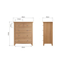 Shrewsbury Light Oak Chest of Drawers 2 Over 3 80 x 40 x 95 cm