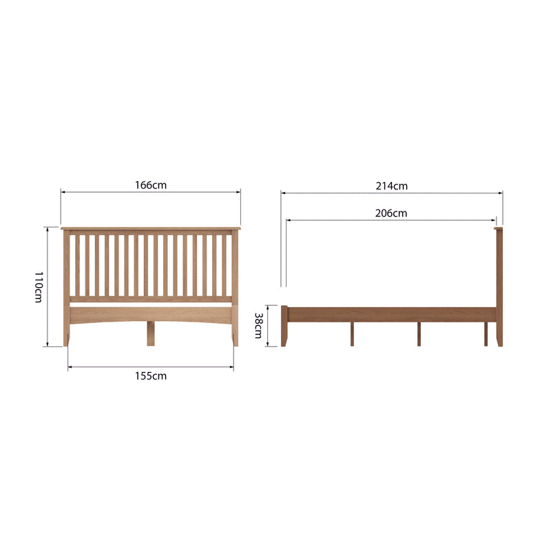 Shrewsbury Light Oak Bed 5' King 166 x 214 x 110 cm