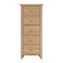 Shrewsbury Light Oak Chest of 5 Drawers - Narrow 50 x 36 x 115 cm