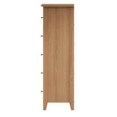 Shrewsbury Light Oak Chest of 5 Drawers - Narrow 50 x 36 x 115 cm