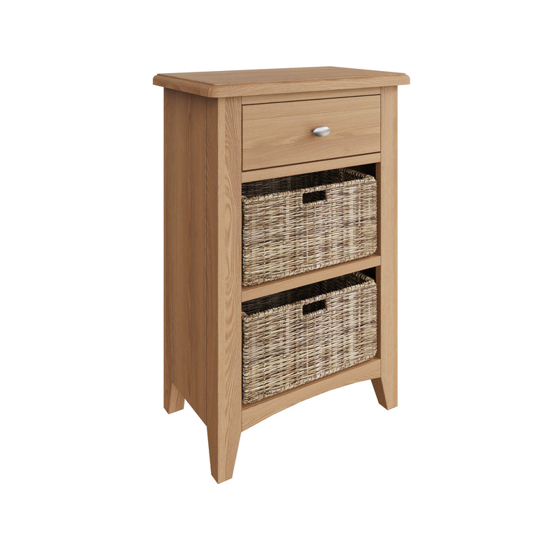 Shrewsbury Light Oak Cabinet 1 Drawer 2 Basket 50 x 30 x 75 cm