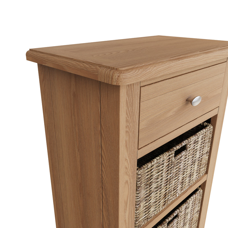 Shrewsbury Light Oak Cabinet 1 Drawer 2 Basket 50 x 30 x 75 cm
