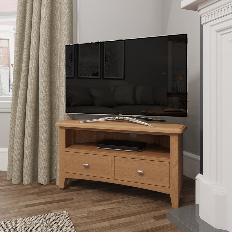 Shrewsbury Light Oak Corner TV Unit 90 x 44 x 48 cm