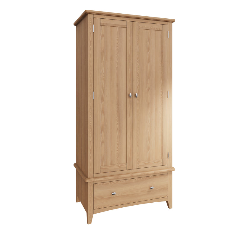 Shrewsbury Light Oak Wardrobe Double with Drawer 90 x 52 x 185 cm