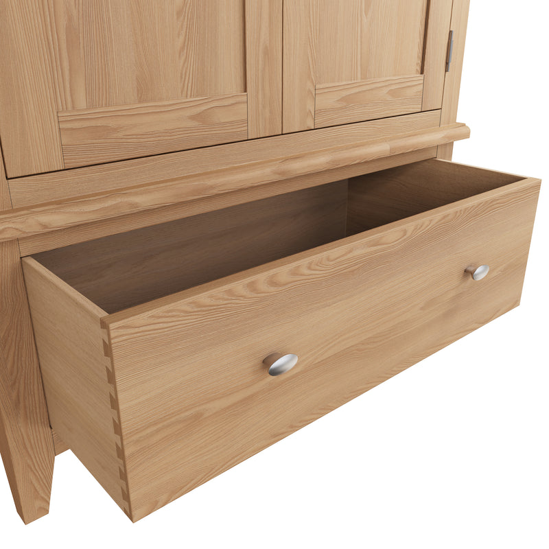 Shrewsbury Light Oak Wardrobe Double with Drawer 90 x 52 x 185 cm