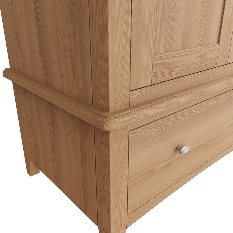 Shrewsbury Light Oak Wardrobe Double with Drawer 90 x 52 x 185 cm
