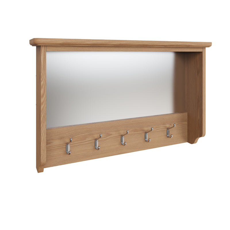 Shrewsbury Light Oak Wall Coat Rack with Mirror 80 x 15 x 50 cm