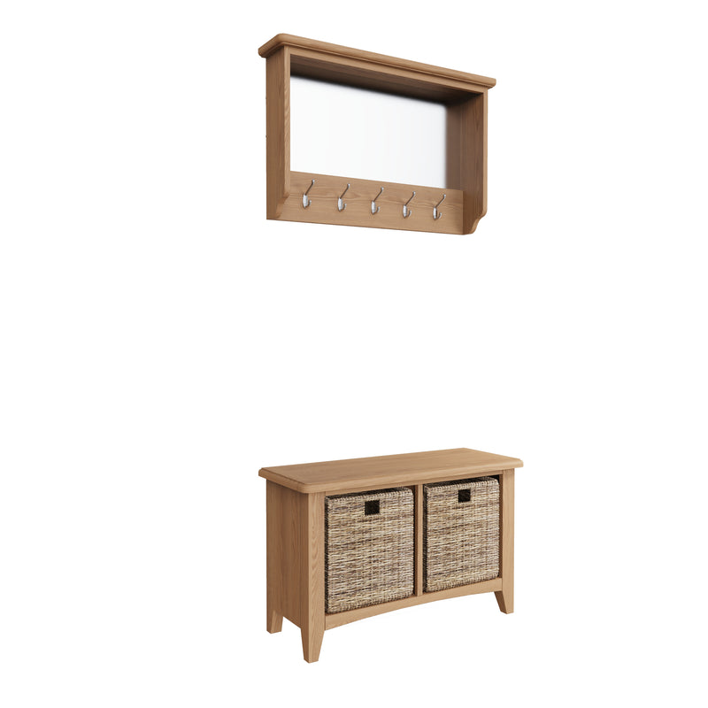 Shrewsbury Light Oak Wall Coat Rack with Mirror 80 x 15 x 50 cm