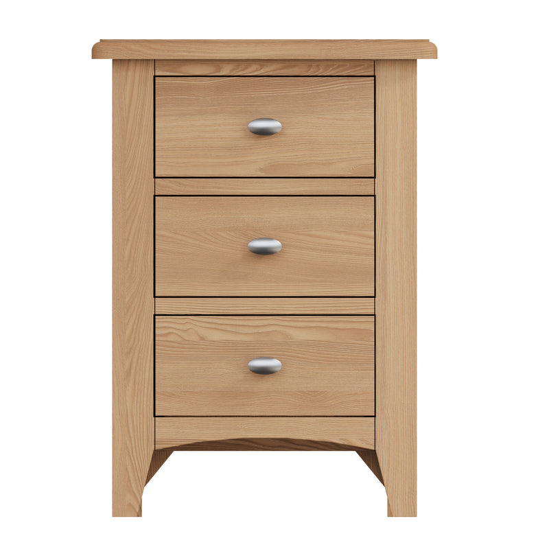 Shrewsbury Light Oak Bedside Table with 3 Drawers 42 x 35 x 58 cm