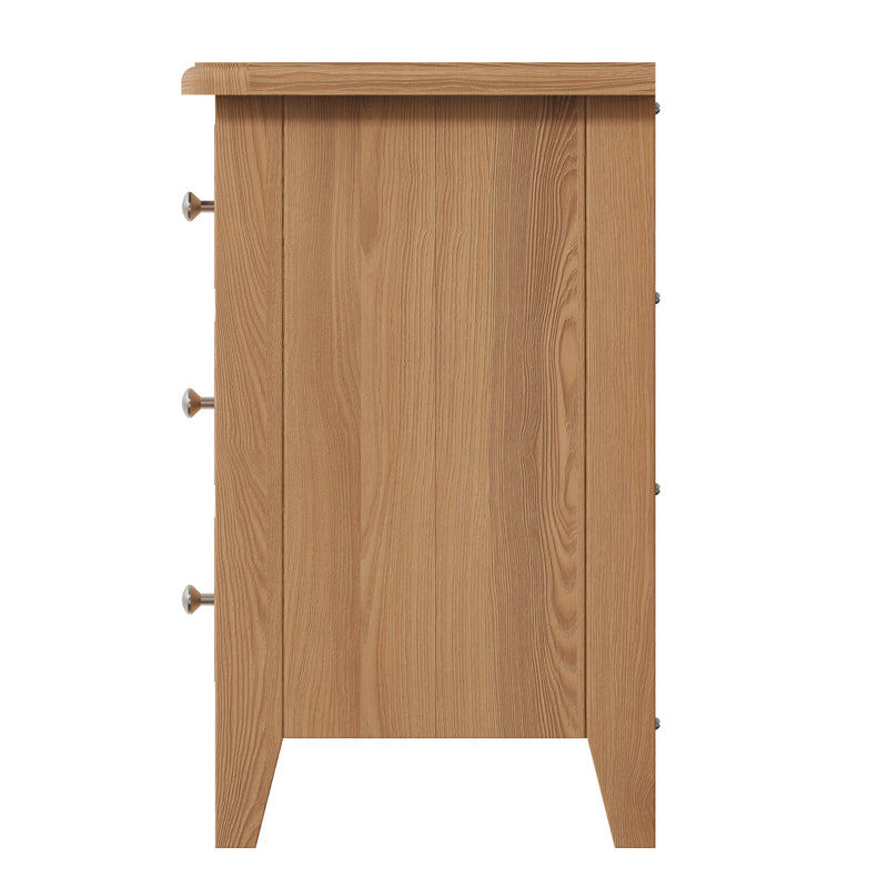 Shrewsbury Light Oak Bedside Table with 3 Drawers 42 x 35 x 58 cm