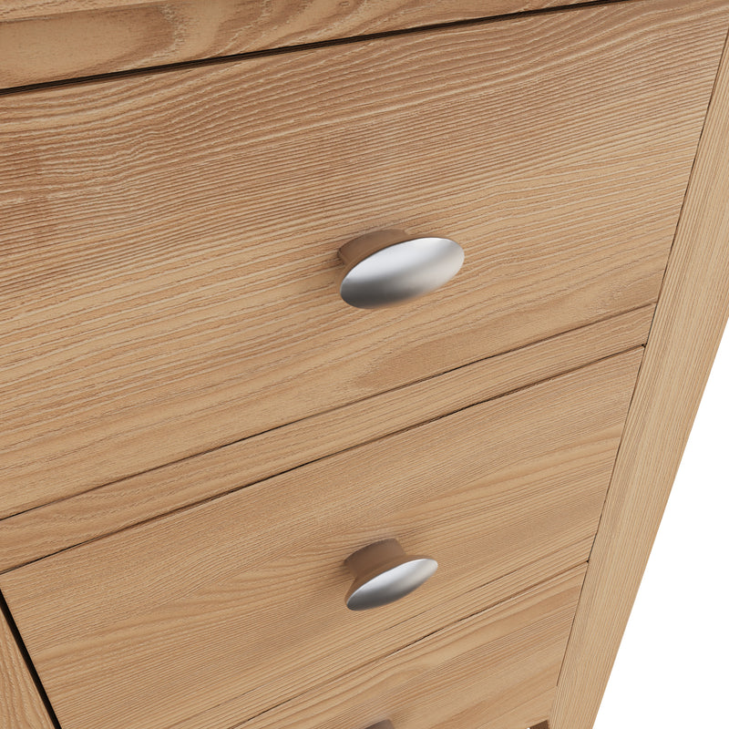 Shrewsbury Light Oak Bedside Table with 3 Drawers 42 x 35 x 58 cm