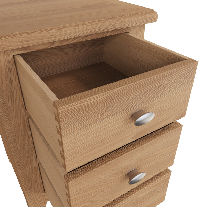 Shrewsbury Light Oak Bedside Table with 3 Drawers 42 x 35 x 58 cm
