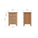Shrewsbury Light Oak Bedside Table with 3 Drawers 42 x 35 x 58 cm