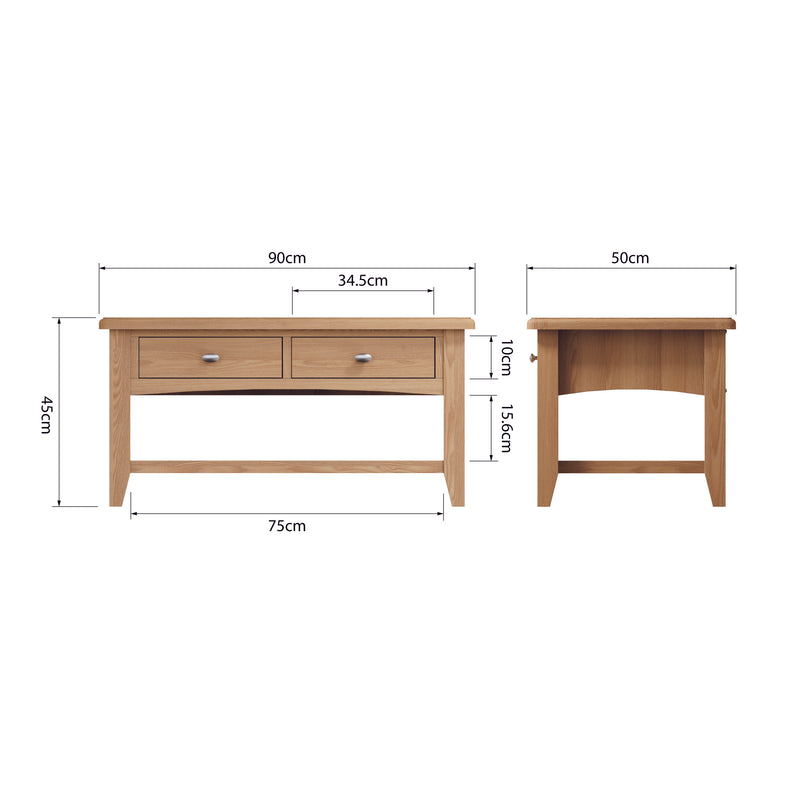 Shrewsbury Light Oak Large Coffee Table 90 x 50 x 45 cm