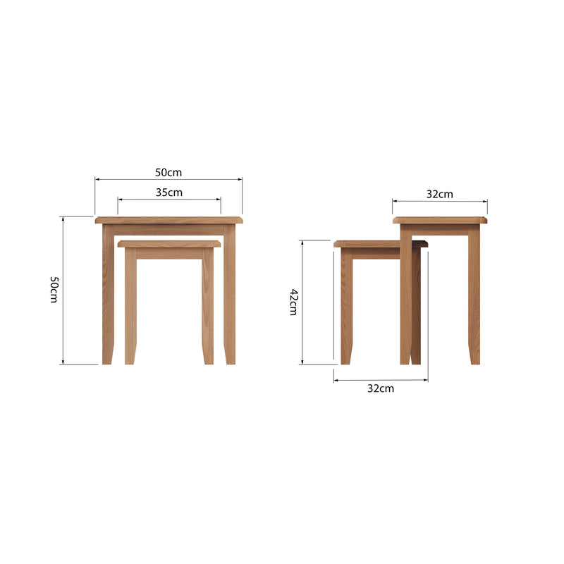 Shrewsbury Light Oak Nest of 2 Tables 50 x 32 x 50 cm