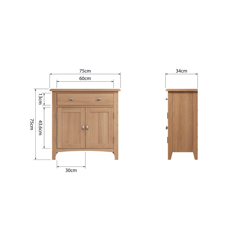 Shrewsbury Light Oak Sideboard Small 75 x 34 x 75 cm