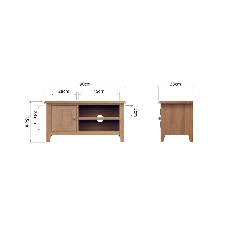 Shrewsbury Light Oak TV Unit 90 x 38 x 45 cm