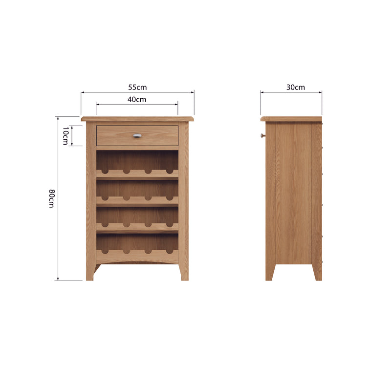 Shrewsbury Light Oak Wine Cabinet 55 x 30 x 80 cm