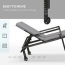 Outsunny Rattan Wicker Chaise Sun Lounger Garden w/ Adjustable Backrest & Wheels