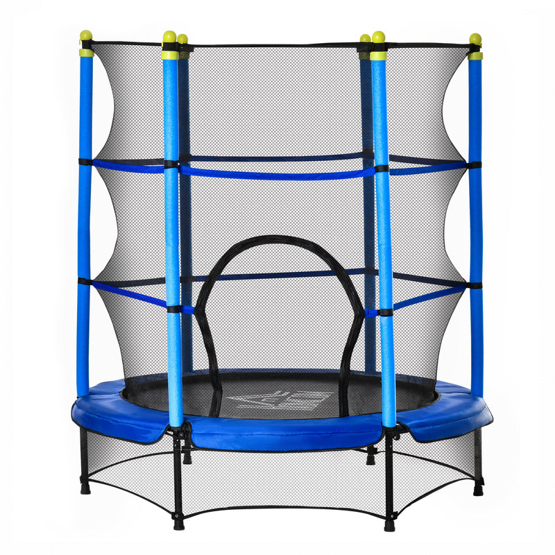 HOMCOM 5.2FT Kids Trampoline with Safety Enclosure, Indoor Outdoor - Blue