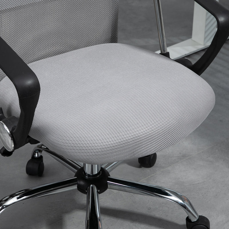 HOMCOM Executive Office Chair High Back Mesh Back Seat Desk Chairs, Light Grey