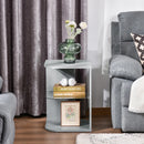 HOMCOM Modern Side Table with 2 Shelves Grey