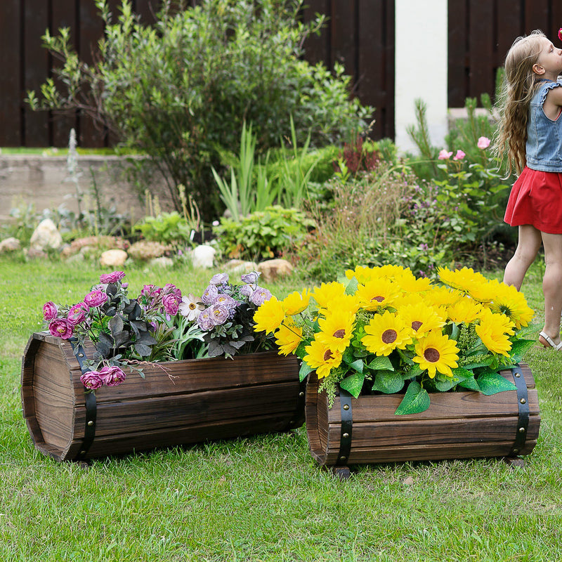 Outsunny 2PCs Wooden Flower Plant Pot