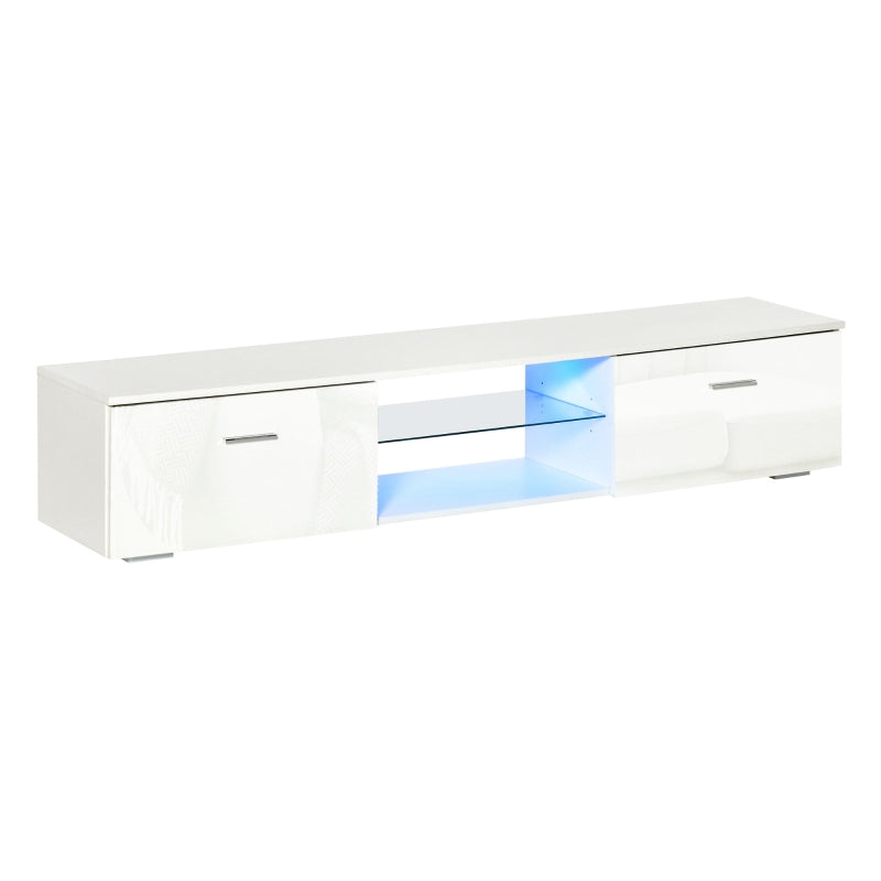 HOMCOM TV Stand High Gloss with LEDs 160cm - White