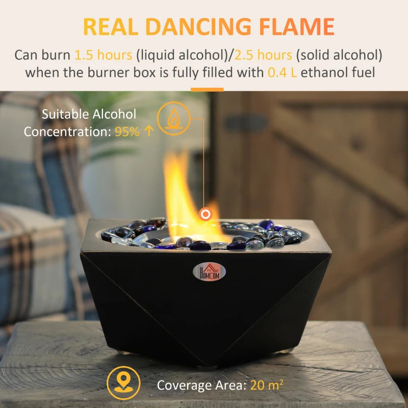 HOMCOM Portable Tabletop Bioethanol Fireplace - Black