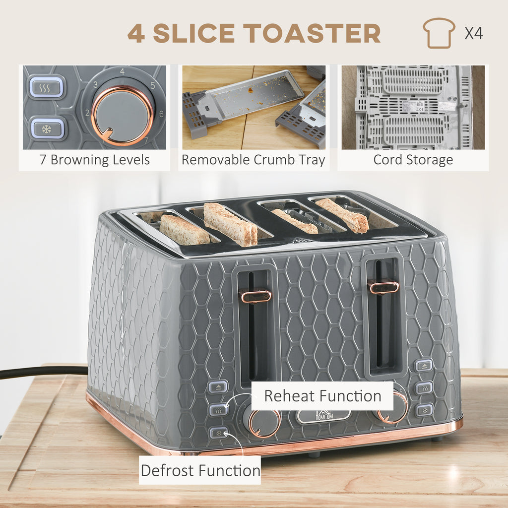 Toaster Both HOMCOM 1.7L Kettle and Toaster Set with Defrost, Reheat and Crumb Tray