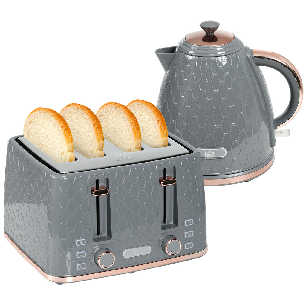 Toaster Both HOMCOM 1.7L Kettle and Toaster Set with Defrost, Reheat and Crumb Tray
