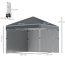 Outsunny 3x3 (M) Pop Up Gazebo Party Tent w/ 2 Sidewalls, Weight Bags Dark Grey