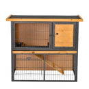 Pawhut Rabbit Hutch Light Yellow & Black for 2-4 Rabbits