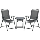 Outsunny Patio Bistro Set Folding Chairs & Coffee Table For Balcony, Dark Grey