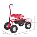 Outsunny Gardening Planting Rolling Cart Red