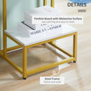 HOMCOM Modern Side Table Square - White / Gold